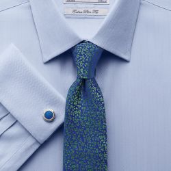 Мужская рубашка под запонки синяя Charles Tyrwhitt сильно приталенная Extra Slim Fit (RE007SKY)