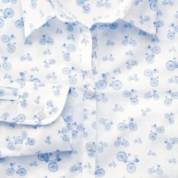 Женская рубашка белая с рисунком Charles Tyrwhitt приталенная Fitted (WE092BLU)