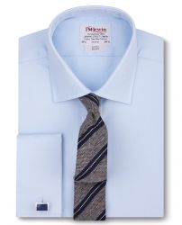 Мужская рубашка под запонки синяя T.M.Lewin приталенная Slim Fit (52490)
