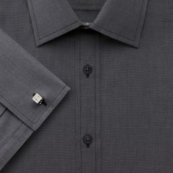 Мужская рубашка под запонки темно-серая Charles Tyrwhitt приталенная Slim Fit (FF025CHA)