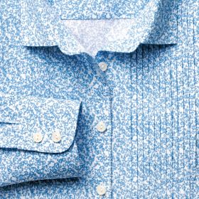 Женская рубашка белая с синим узором Charles Tyrwhitt приталенная Fitted (WA078SKY)