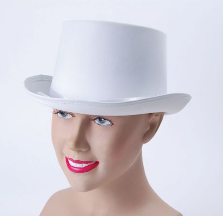 Шляпа Цилиндр белая сатин