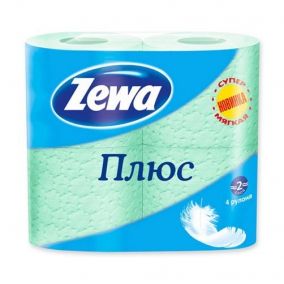 Туалетная бумага Zewa Plus, 2 слоя, 4 рулона