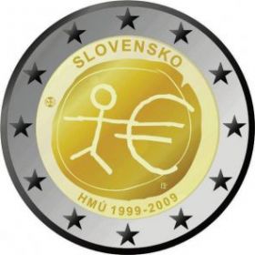 10 лет Экономическому и валютному союзу 2 евро Словакия 2009