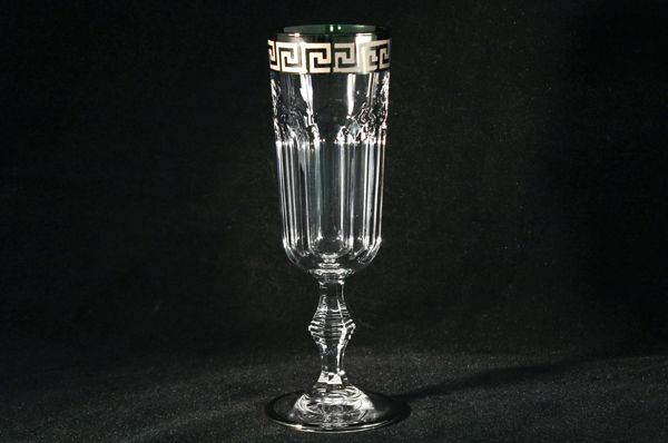 Набор: 6 хрустальных бокалов для шампанского (0,15 л.)"Версаче серебро"