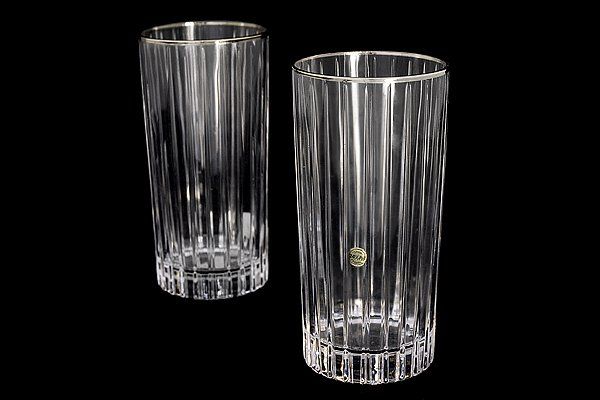 Набор: 6 хрустальных стаканов для воды (0,375 л.)  "Пиза серебро"