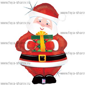 Шар фольгированный "Дед Мороз с Подарком" 76 см
