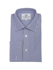 Мужская рубашка под запонки классическая в синюю клетку Harvie & Hudson (01J0194NVY)