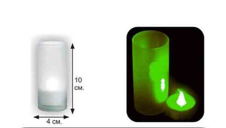 LED-свеча, в матовом стаканчике (зеленая)