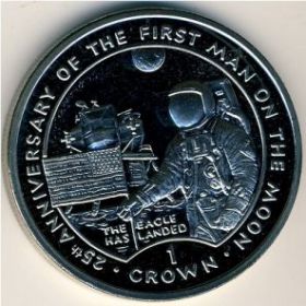 25 лет высадки на Луну 1 крона Гибралтар 1994 серебро