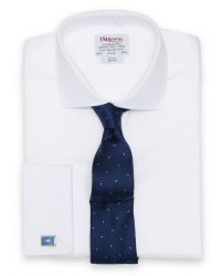 Мужская рубашка под запонки белая T.M.Lewin приталенная Slim Fit (34238)