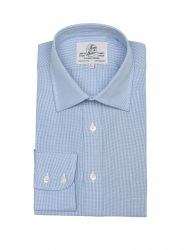 Мужская рубашка большого размера с длинным рукавом синяя Harvie & Hudson приталенная Slim Fit (01J0036BLU)