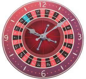 Часы настенные стеклянные "Рулетка казино"