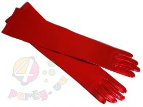 Карнавальные перчатки красный блеск 40 см