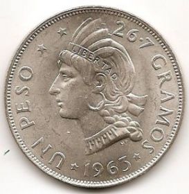 100 лет Республике 1 песо Доминиканская Республика 1963 серебро