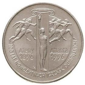 100 лет олимпийским играм. Афины 1896 - Атланта 1996 2 злотых Польша 1995