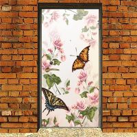 Виниловая наклейка на дверь - Floral-2