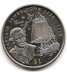 Капитан Джеймс Кук (1728-1779) 1 доллар Либерия  1999