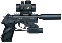 Пистолет пневматический GAMO PT-80 Tactical (прицел, фонарь, глушитель, калибр 4,5 мм)