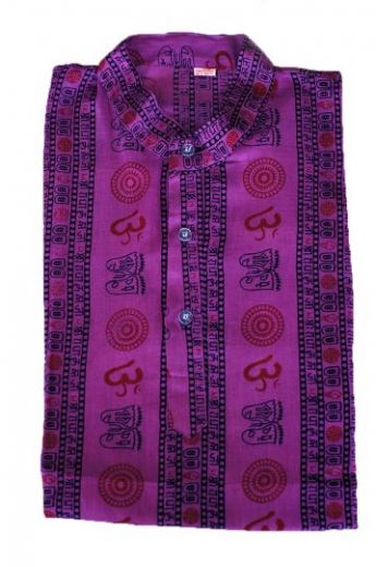 Мужская фиолетовая индийская рубашка с символом ОМ