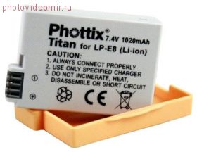 Аккумулятор Phottix LP-E8 для Canon EOS 550D, 600D, 650D, 700D