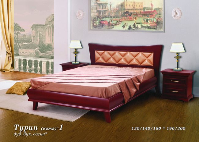 Fokin Турин (кожа) - 1 (дуб) кровать
