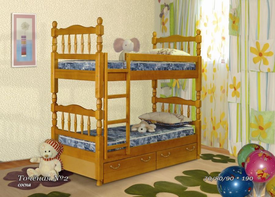 Fokin Точёная №2 (сосна) кровать детская
