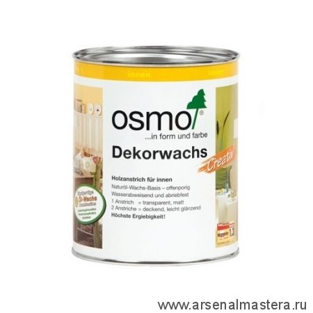 Цветное масло для древесины Osmo Dekorwachs Intensive Tone 3186 Белое матовое, 0,75л