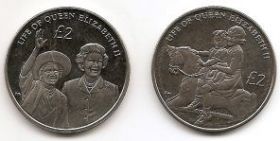 Жизнь королевы Елизаветы II 2 фунта Брит.Инд.океанские территории 2012 Набор из 2 монет