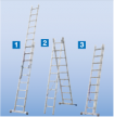 Универсальная алюминиевая двухсекционная лестница - трансформер (приставная, раздвижная, стремянка) профессионального применения Krause STABILO, 2х12 перекладин