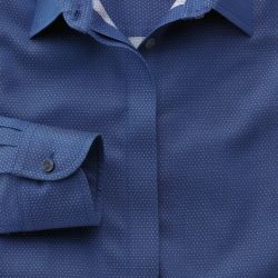 Женская рубашка синяя в белую точку Charles Tyrwhitt приталенная Fitted не мнущаяся Non Iron (WR059NAV)