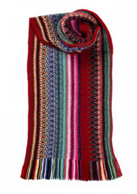 модный яркий вязаный шотландский  шарф Zig Zag Garnet Гранат -, плотность 7