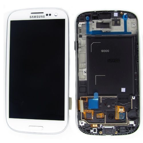 LCD (Дисплей) Samsung i9300 Galaxy S3 (в сборе с тачскрином) (в раме) (white) Оригинал