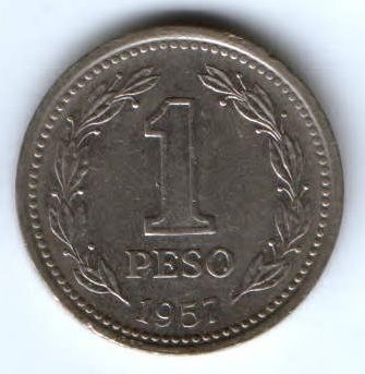 1 песо 1957 г. Аргентина