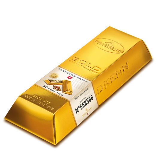 Набор шоколада Goldkenn Золотой слиток молочный пралине - 300 г (Швейцария)