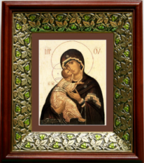 Владимирская Икона Божьей Матери (21х24), киот со стразами