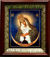 Остробрамская икона Божьей Матери (19х22), темный киот