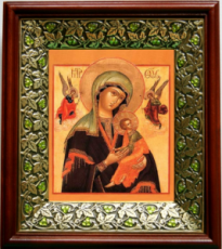 Страстная икона Божьей Матери  (21х24), киот со стразами