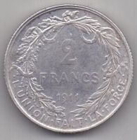 2 франка 1911 г. Бельгия