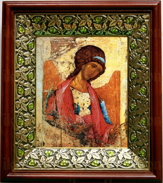 Михаил архангел (копия Рублева) (21х24), киот со стразами