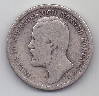 1 крона 1901 г. редкий год. Швеция (Норвегия)