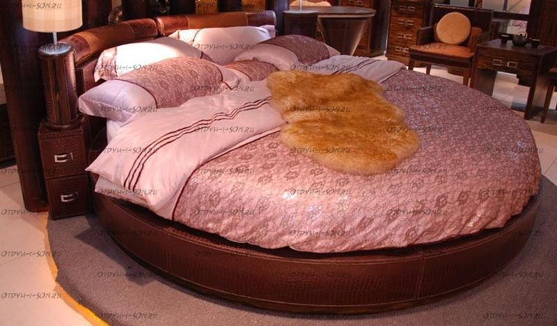 Кровать круглая кожаная Крайт 1102