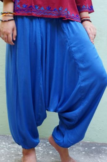Купить женские синие штаны алладины (афгани) из вискозы