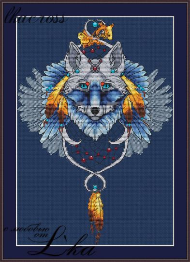 "Ловец снов - Волк2". Схема для вышивания крестиком.