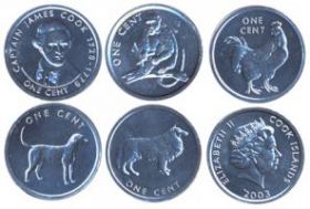 Фауна Набор монет 1 цент  Острова Кука 2003(5 монет)