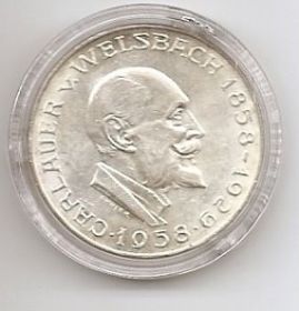 100 лет со дня рождения Карла Ауэра фон Вельсбаха  25 шиллингов Австрия 1958
