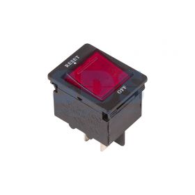 Красный клавишный выключатель - автомат 250V 15А (4с) RESET-OFF с подсветкой (IRS-2-R15)