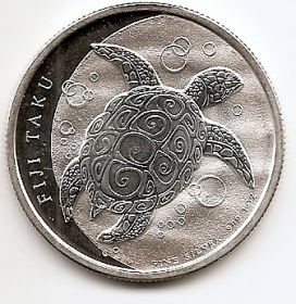 Черепаха 2 доллара Фиджи 2011 1 унция серебро