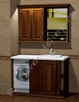 Комплект для ванной под встроенную стиральную машину "Челси-2 КОМБИ-L орех" с зеркалом-шкафом
