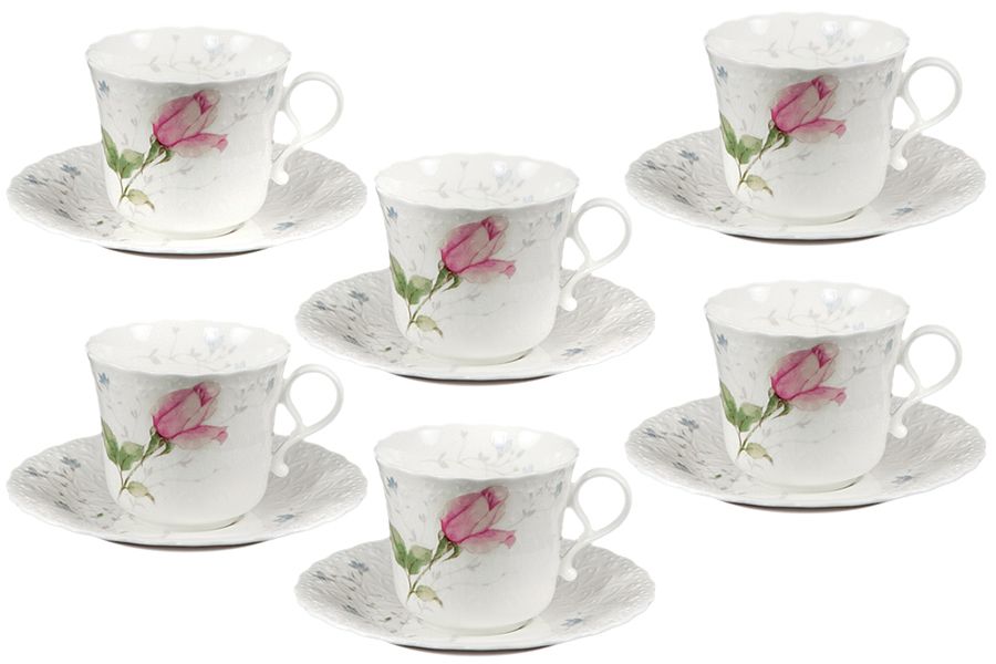 Чайный набор на 6 персон "Апрельская роза", 12пр., 0.2 л.
